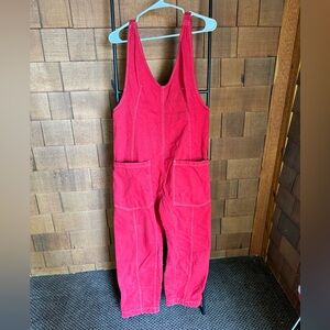 Free People Red Demin Jumpsuit